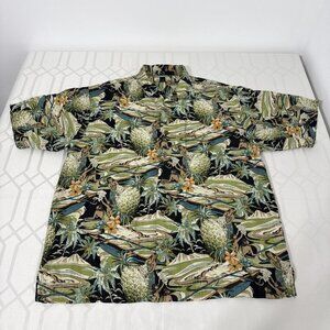 Tommy Bahama Linen Silk Blend Hawaiian Shirt Men's Palm Short‎ Sleeves Sz L